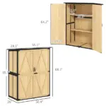 Outsunny Wood Garden Storage Shed with Asphalt Roof 2 Shelves and Double Doors Natural - Image 3