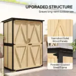 Outsunny Wood Garden Storage Shed with Asphalt Roof 2 Shelves and Double Doors Natural - Image 4