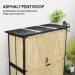 Outsunny Wood Garden Storage Shed with Asphalt Roof 2 Shelves and Double Doors Natural - Image 5