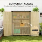 Outsunny Wood Garden Storage Shed with Asphalt Roof 2 Shelves and Double Doors Natural - Image 7
