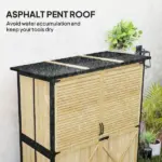 Outsunny Wood Garden Storage Shed with Asphalt Roof 2 Shelves and Shuttered Doors Natural - Image 5