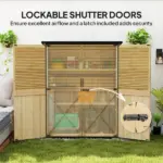 Outsunny Wood Garden Storage Shed with Asphalt Roof 2 Shelves and Shuttered Doors Natural - Image 7