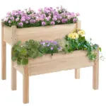 Wooden 2-Tier Raised Garden Bed, Elevated Planter Box for Vegetables, Herbs, Flowers