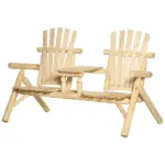Wooden Adirondack Chair with Center Table, 2-Seat Garden Chair for Lounging and Relaxing Outdoors Natural - Image 11
