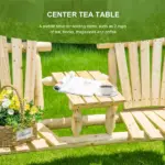 Wooden Adirondack Chair with Center Table, 2-Seat Garden Chair for Lounging and Relaxing Outdoors Natural - Image 6