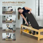 Wooden Adjustable Weight Bench with Dumbbell Rack, Flat or Incline Workout Bench for Home Gym Weight Lifting, Black - Image 5