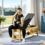 Wooden Adjustable Weight Bench with Dumbbell Rack, Flat or Incline Workout Bench for Home Gym Weight Lifting, Black - Image 9