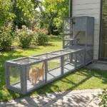 Wooden Cat Run with Weather Protection, Connecting Inside and Outside, 79"L x 15"W x 15"H, Dark Gray - Image 2