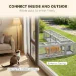 Wooden Cat Run with Weather Protection, Connecting Inside and Outside, 79"L x 15"W x 15"H, Dark Gray - Image 4