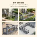 Wooden Cat Run with Weather Protection, Connecting Inside and Outside, 79"L x 15"W x 15"H, Dark Gray - Image 5