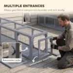 Wooden Cat Run with Weather Protection, Connecting Inside and Outside, 79"L x 15"W x 15"H, Dark Gray - Image 6