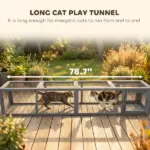 Wooden Cat Run with Weather Protection, Connecting Inside and Outside, 79"L x 15"W x 15"H, Dark Gray - Image 7