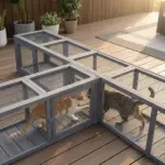 Wooden Cat Run with Weather Protection, Connecting Inside and Outside, 79"L x 15"W x 15"H, Dark Gray - Image 9