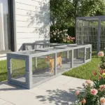 Wooden Cat Run with Weather Protection, Connecting Inside and Outside, 79"L x 15"W x 15"H, Dark Gray - Image 10