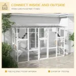 PawHut Wooden Catio Cat Window Box Enclosure, Outdoor Cat House with Roof and Play Shelves, 118 Inch x 37.5 Inch x 74 Inch, White - Image 4