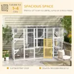 PawHut Wooden Catio Cat Window Box Enclosure, Outdoor Cat House with Roof and Play Shelves, 118 Inch x 37.5 Inch x 74 Inch, White - Image 7