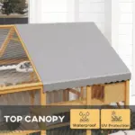 PawHut Wooden Catio Outdoor Cat Enclosure, Large Cat House with Waterproof Cover, 2 Condos, 6 Platforms, Bridge, Doors, Yellow - Image 6