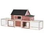 Wooden Chicken Coop 114 Inch Large Hen House Poultry Cage Nesting Box Outdoor Runs Removable Tray Ramp Cinnamon Brown