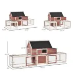 Wooden Chicken Coop 114 Inch Large Hen House Poultry Cage Nesting Box Outdoor Runs Removable Tray Ramp Cinnamon Brown - Image 3