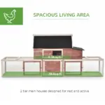 Wooden Chicken Coop 114 Inch Large Hen House Poultry Cage Nesting Box Outdoor Runs Removable Tray Ramp Cinnamon Brown - Image 4