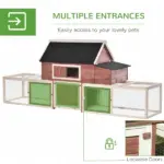 Wooden Chicken Coop 114 Inch Large Hen House Poultry Cage Nesting Box Outdoor Runs Removable Tray Ramp Cinnamon Brown - Image 6