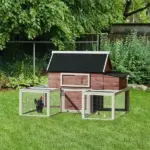 Wooden Chicken Coop 114 Inch Large Hen House Poultry Cage Nesting Box Outdoor Runs Removable Tray Ramp Cinnamon Brown - Image 10