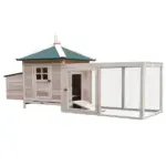 Wooden Chicken Coop 77 Inch with Nesting Box Cute Hen House Outdoor Removable Tray Ramp Run Natural - Image 11