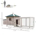 Wooden Chicken Coop 77 Inch with Nesting Box Cute Hen House Outdoor Removable Tray Ramp Run Natural - Image 3