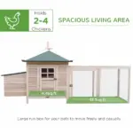 Wooden Chicken Coop 77 Inch with Nesting Box Cute Hen House Outdoor Removable Tray Ramp Run Natural - Image 4