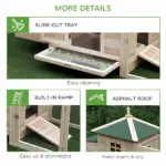 Wooden Chicken Coop 77 Inch with Nesting Box Cute Hen House Outdoor Removable Tray Ramp Run Natural - Image 7
