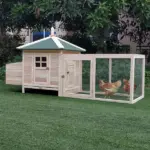 Wooden Chicken Coop 77 Inch with Nesting Box Cute Hen House Outdoor Removable Tray Ramp Run Natural - Image 10