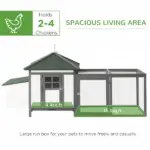 Wooden Chicken Coop 77 Inch with Weatherproof Roof Nesting Box Enclosed Run Removable Tray Outdoor Backyard Gray - Image 4