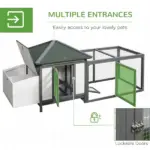Wooden Chicken Coop 77 Inch with Weatherproof Roof Nesting Box Enclosed Run Removable Tray Outdoor Backyard Gray - Image 5