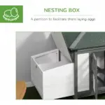 Wooden Chicken Coop 77 Inch with Weatherproof Roof Nesting Box Enclosed Run Removable Tray Outdoor Backyard Gray - Image 6