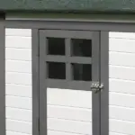 Wooden Chicken Coop 77 Inch with Weatherproof Roof Nesting Box Enclosed Run Removable Tray Outdoor Backyard Gray - Image 8