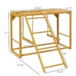 Wooden Chicken Coop Accessory, Activity Play with Swing Set, Multiple Perches, Hen Ladder, Yellow Poultry Care - Image 3