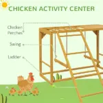 Wooden Chicken Coop Accessory, Activity Play with Swing Set, Multiple Perches, Hen Ladder, Yellow Poultry Care - Image 4