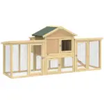 Wooden Chicken Coop ith Nesting Box, Double Runs, Removable Tray, Ramp, for Garden Backyard - Image 11