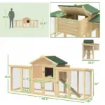 Wooden Chicken Coop ith Nesting Box, Double Runs, Removable Tray, Ramp, for Garden Backyard - Image 3