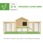 Wooden Chicken Coop ith Nesting Box, Double Runs, Removable Tray, Ramp, for Garden Backyard - Image 4