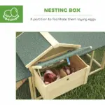 Wooden Chicken Coop ith Nesting Box, Double Runs, Removable Tray, Ramp, for Garden Backyard - Image 6