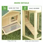 Wooden Chicken Coop ith Nesting Box, Double Runs, Removable Tray, Ramp, for Garden Backyard - Image 7