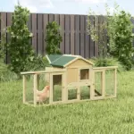Wooden Chicken Coop ith Nesting Box, Double Runs, Removable Tray, Ramp, for Garden Backyard - Image 8