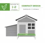 Wooden Chicken Coop Outdoor with Nesting Box, Pull-Out Metal Tray, for 1-2 Chickens, Rabbits, Ducks, 36" x 25" x 27" - Image 4