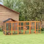 Wooden Chicken Coop Run for 6 - 10 Chickens, Hen House Add-On with Storage and Perches, 49" x 48" x 12.5", Orange - Image 2
