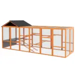 Wooden Chicken Coop Run for 6 - 10 Chickens, Hen House Add-On with Storage and Perches, 49" x 48" x 12.5", Orange - Image 11