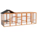 Wooden Chicken Coop Run for 6 - 10 Chickens, Hen House Add-On with Storage and Perches, 49" x 48" x 12.5", Orange