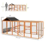 Wooden Chicken Coop Run for 6 - 10 Chickens, Hen House Add-On with Storage and Perches, 49" x 48" x 12.5", Orange - Image 3