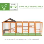 Wooden Chicken Coop Run for 6 - 10 Chickens, Hen House Add-On with Storage and Perches, 49" x 48" x 12.5", Orange - Image 4