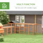 Wooden Chicken Coop Run for 6 - 10 Chickens, Hen House Add-On with Storage and Perches, 49" x 48" x 12.5", Orange - Image 5